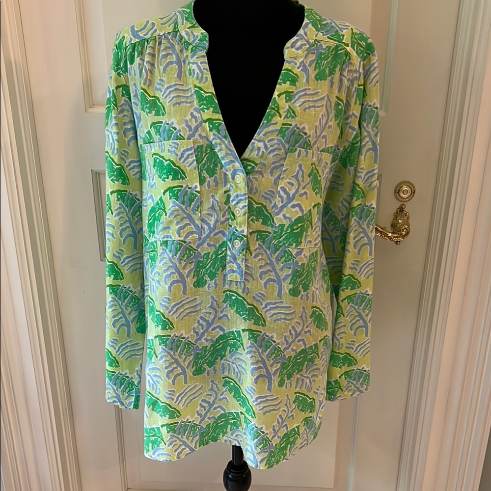 Floral Green & Blue Women's Top